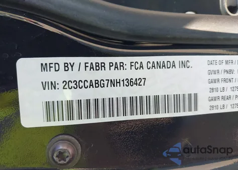 2022 Chrysler 300 S из США, поврежденный, VIN 2C3CCABG7NH136427